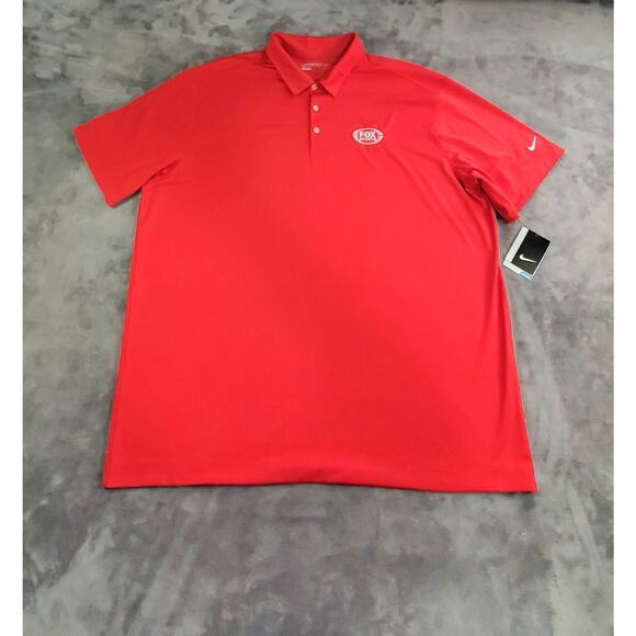 NikeGolf Polo Shirt Men's Sz 2XL Red Dri-Fit Performance Stretch Fox Sports Logo - Picture 1 of 10